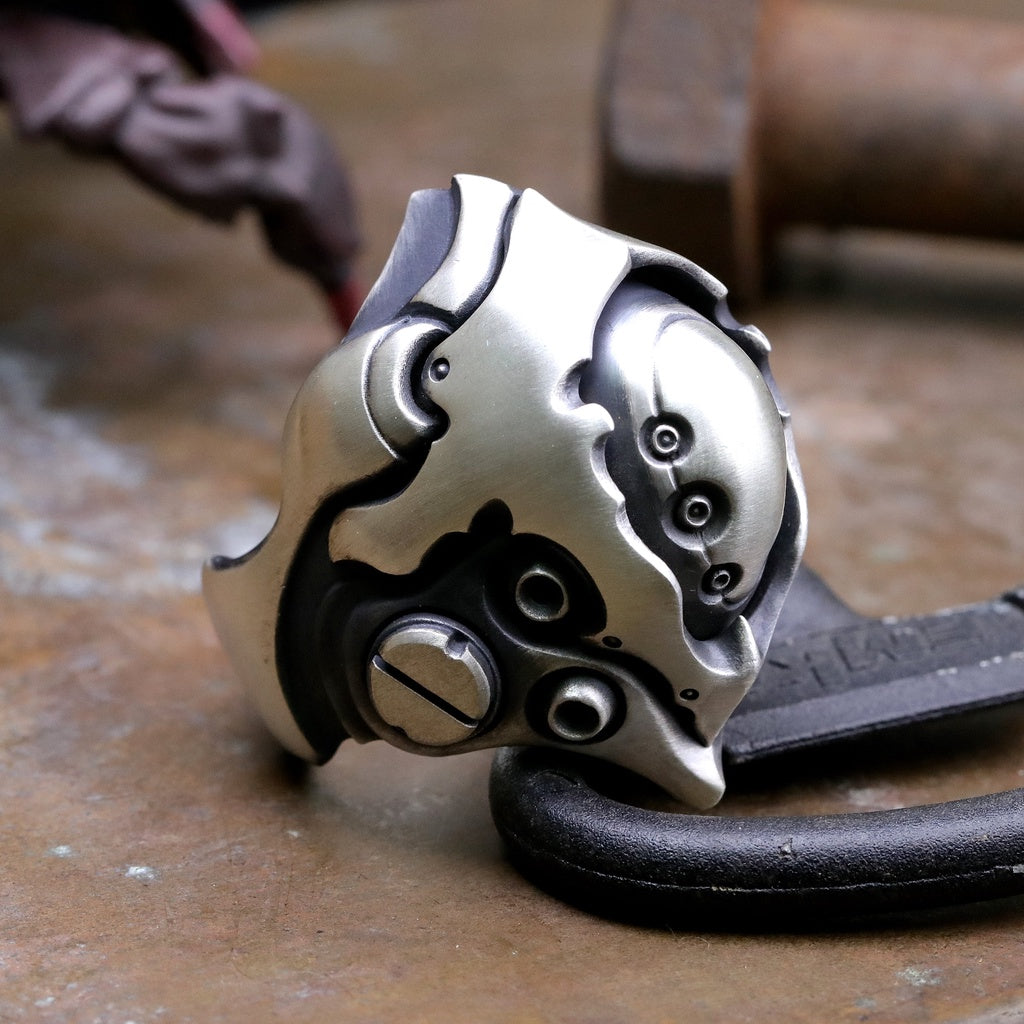 【Silver Monsters】前衛宗師 日本Glam Scale 機甲王 極重磅 六眼使徒 機甲純銀戒指
