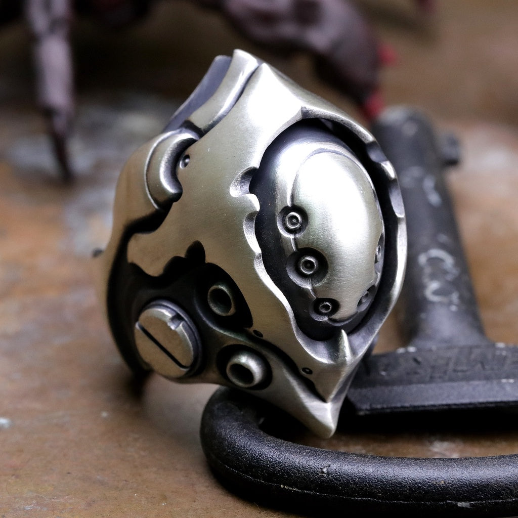 【Silver Monsters】前衛宗師 日本Glam Scale 機甲王 極重磅 六眼使徒 機甲純銀戒指
