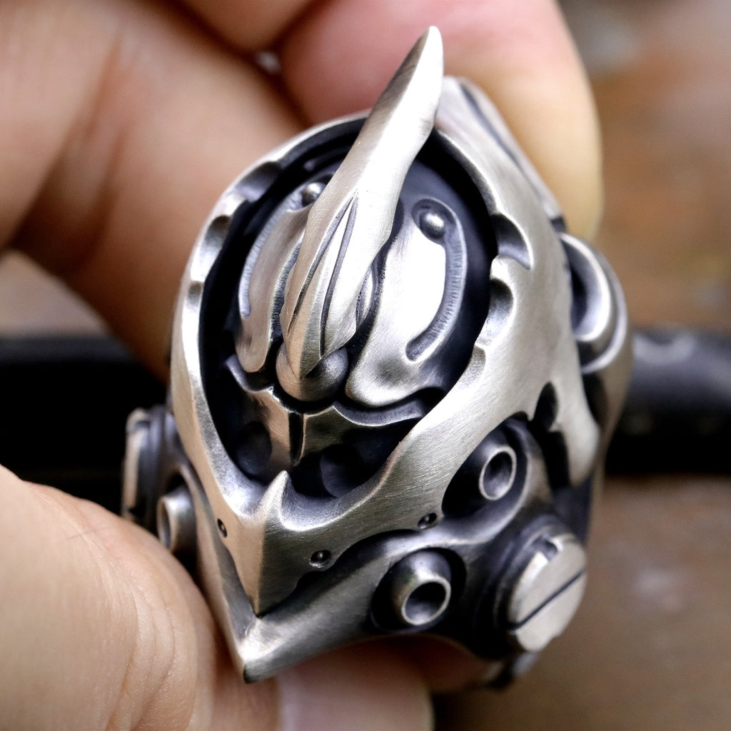 【Silver Monsters】前衛宗師 日本Glam Scale 機甲王 極重磅 巨人殖裝 機甲純銀戒指