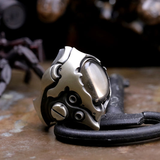 【Silver Monsters】前衛宗師 日本Glam Scale 機甲王"LR-011"湮晶巨人 機甲純銀戒指