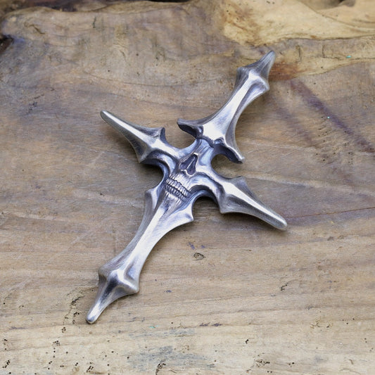 【Silver Monsters】日本雕畫雙絕 Dual Flow 原創設計 生死骨 (雙極) 十字 L 純銀項墜 吊墜