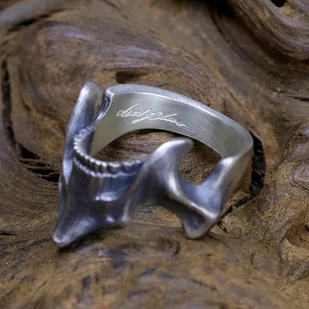 【Silver Monsters】日本雕畫雙絕 Dual Flow 原創設計 下腭骨 渦流骷髏 純銀戒指 指環