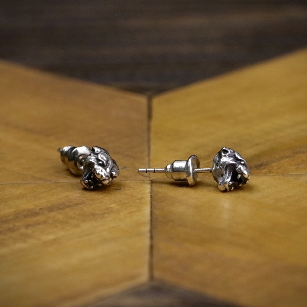 【Silver Monsters】台灣職人手作 KOPO METAL 立體精雕 純銀原創 復古橫須賀 猛虎耳釘