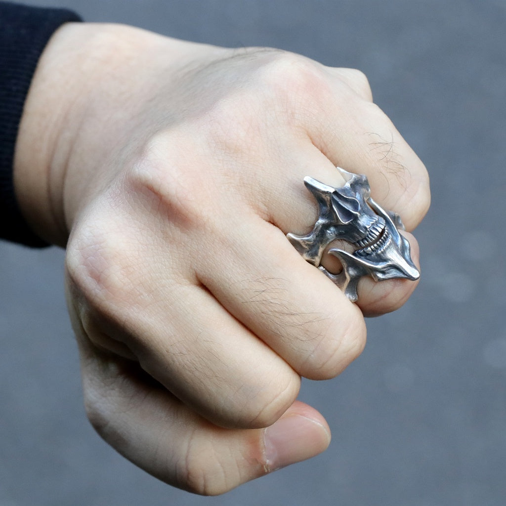 【Silver Monsters】日本雕畫雙絕 Dual Flow 原創設計 上齶骨 渦流骷髏 純銀戒指 指環