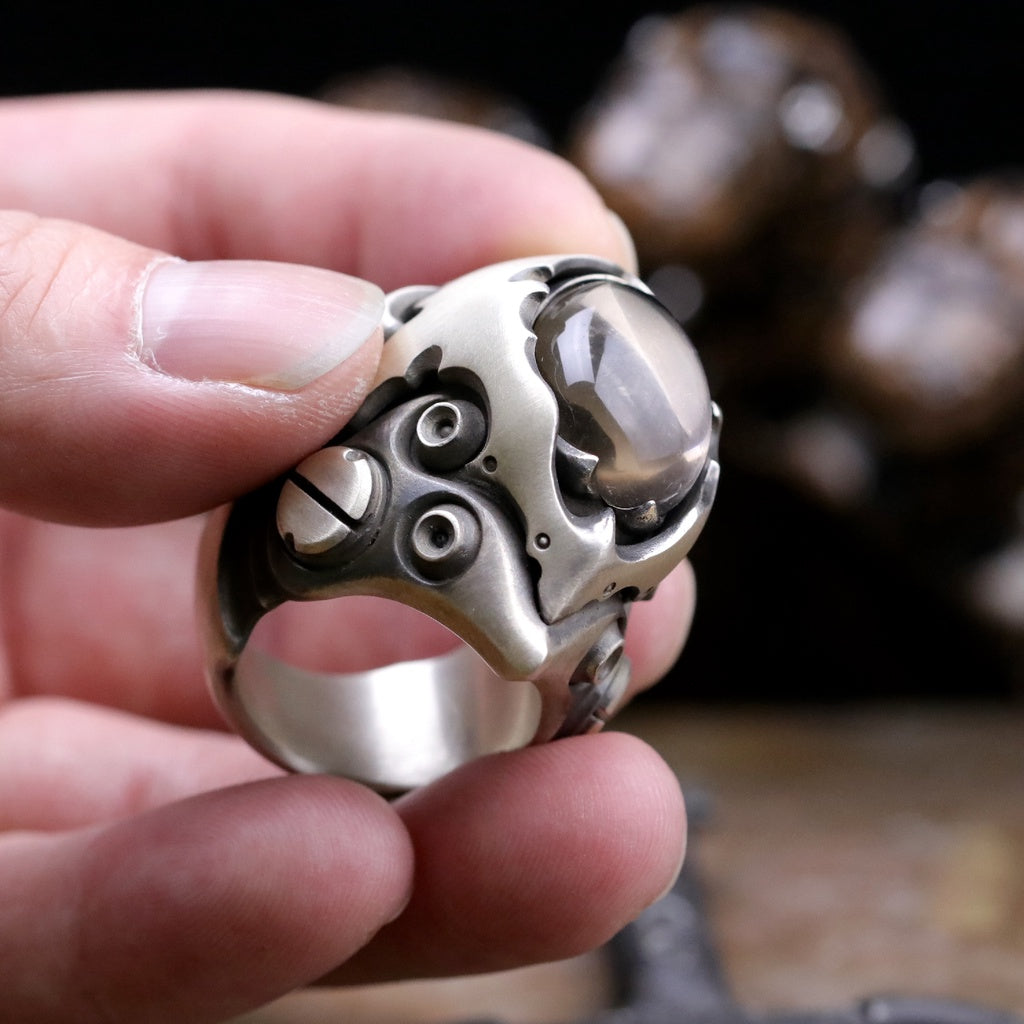 【Silver Monsters】前衛宗師 日本Glam Scale 機甲王"LR-011"湮晶巨人 機甲純銀戒指