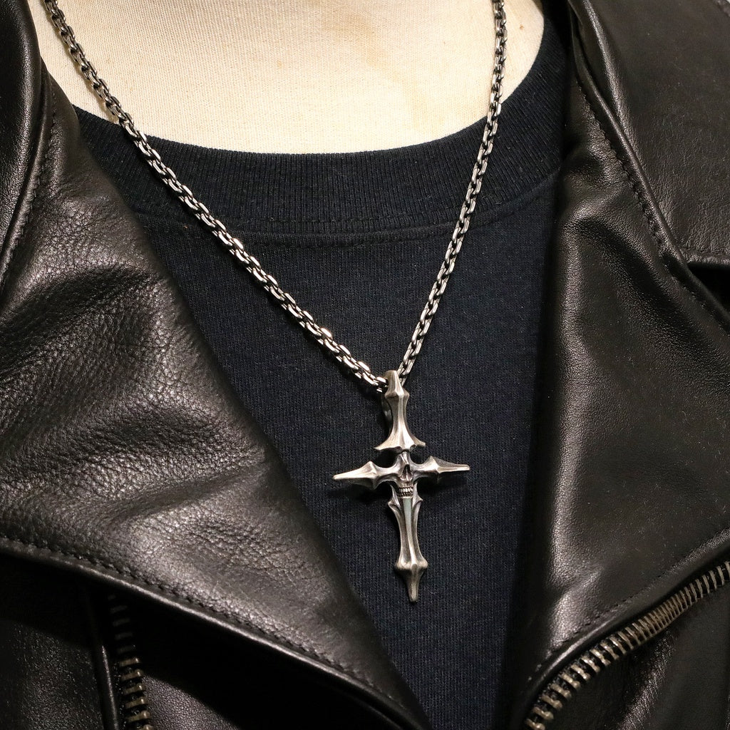 【Silver Monsters】日本雕畫雙絕 Dual Flow 原創設計 生死骨十字 S/M 手作 純銀吊墜 項墜