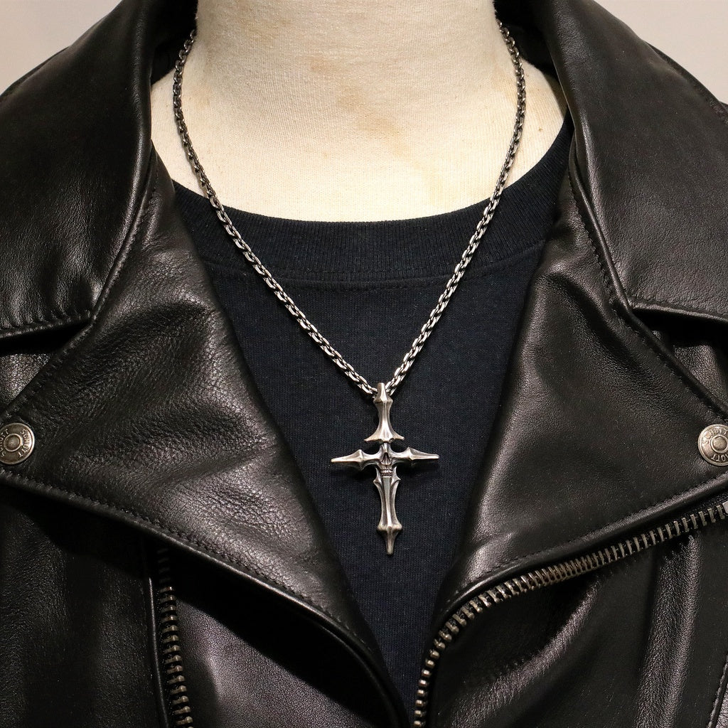 【Silver Monsters】日本雕畫雙絕 Dual Flow 原創設計 生死骨十字 S/M 手作 純銀吊墜 項墜