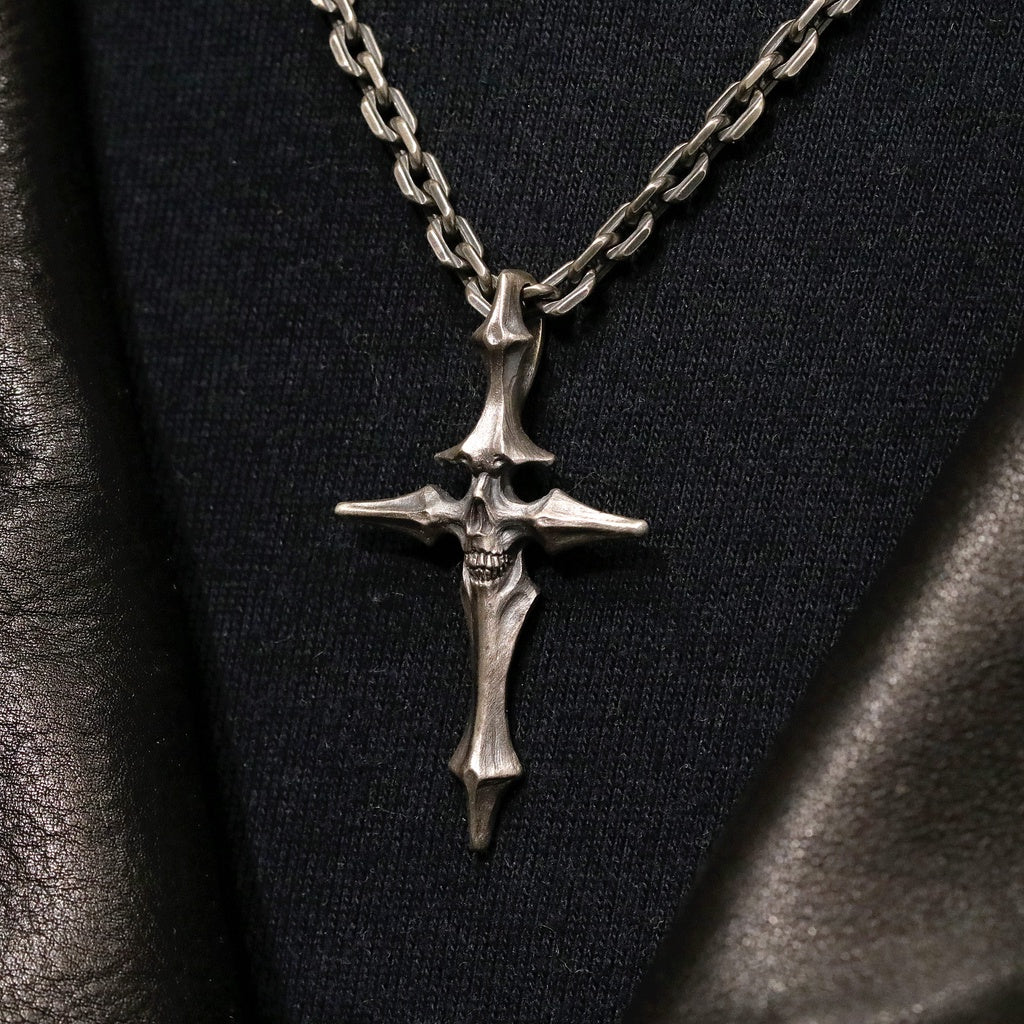 【Silver Monsters】日本雕畫雙絕 Dual Flow 原創設計 生死骨十字 S/M 手作 純銀吊墜 項墜