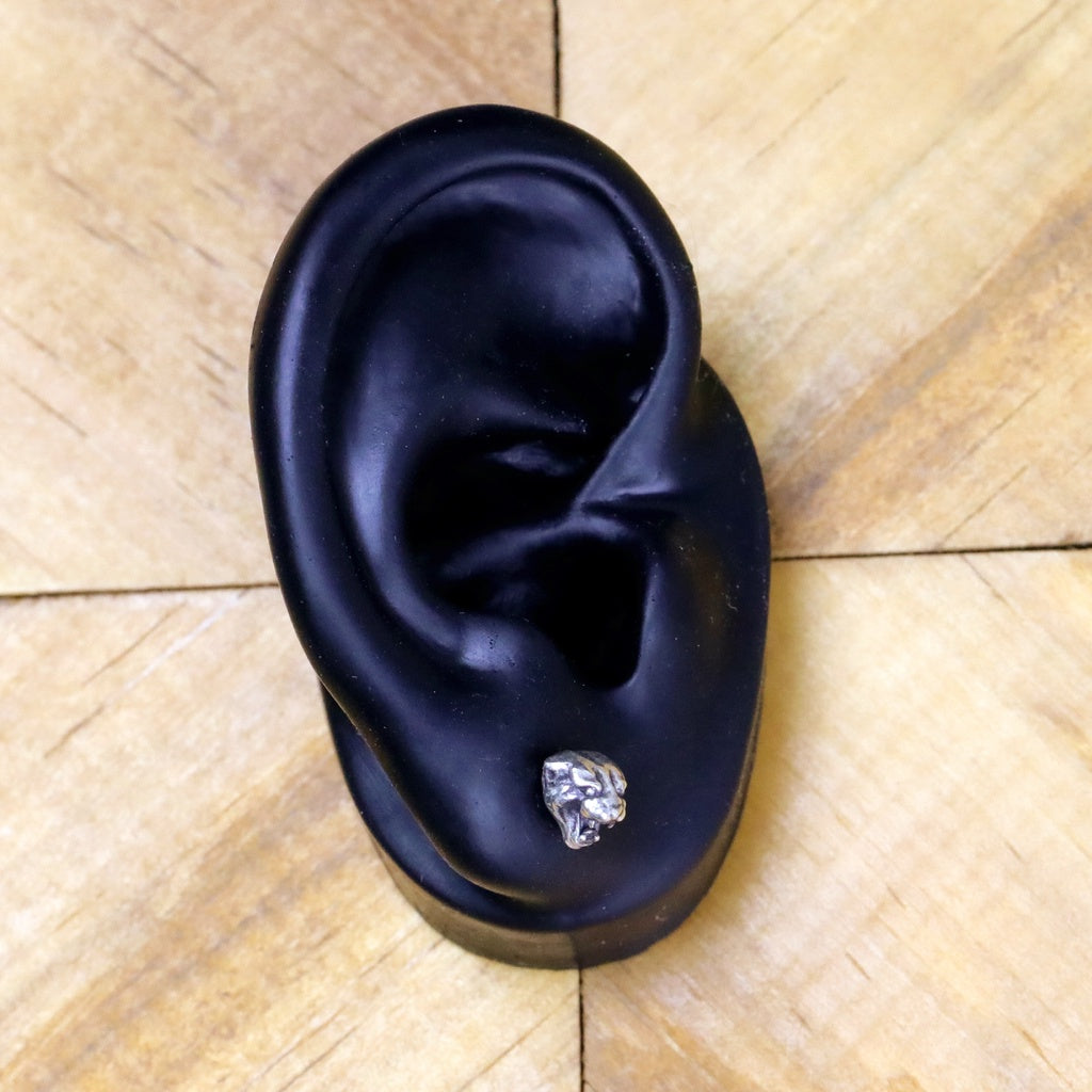 【Silver Monsters】台灣職人手作 KOPO METAL 立體精雕 純銀原創 復古橫須賀 猛虎耳釘