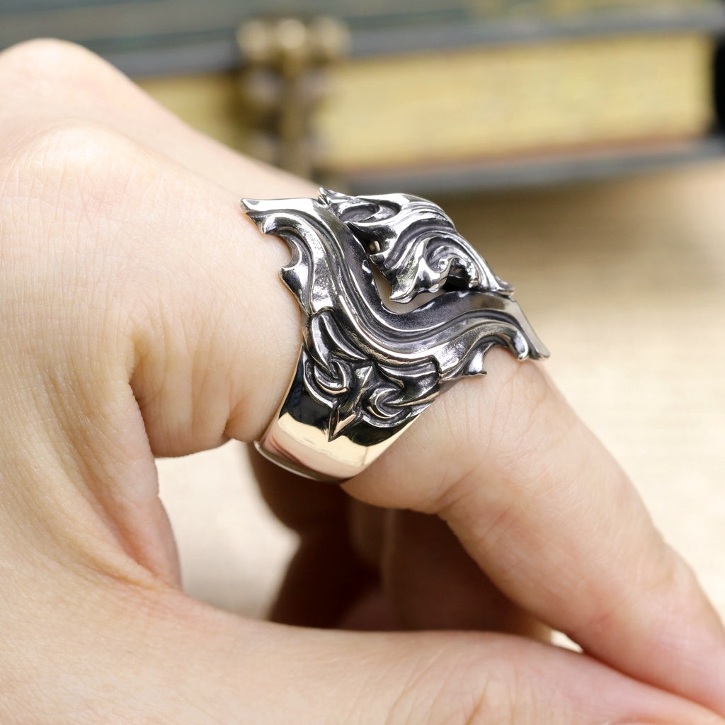 【Silver Monsters】日本前衛宗師 Glam Scale 機甲王 進化系列 原創植萃雕花純銀戒指