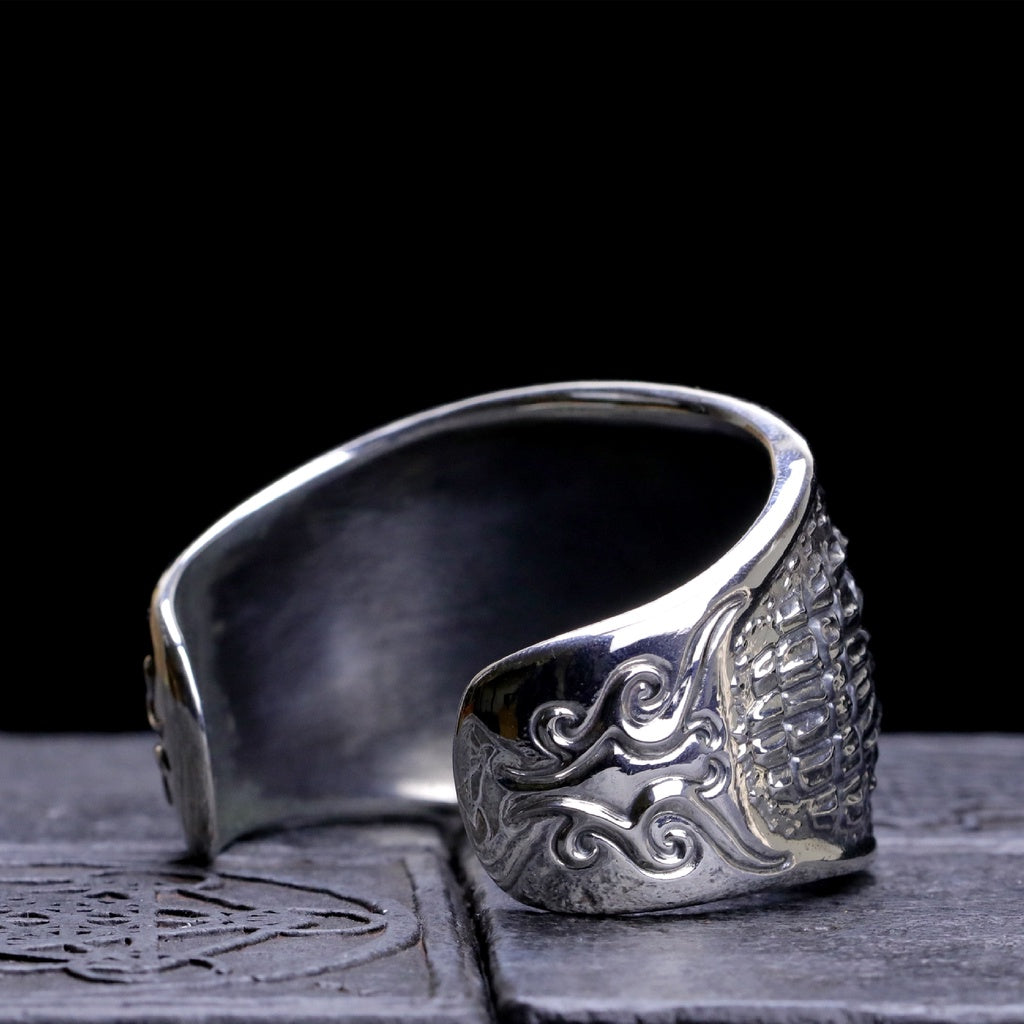 【Silver Monsters】日本Strange Freak Designs 原創設計 寬版鱷魚皮甲革 純銀手鐲