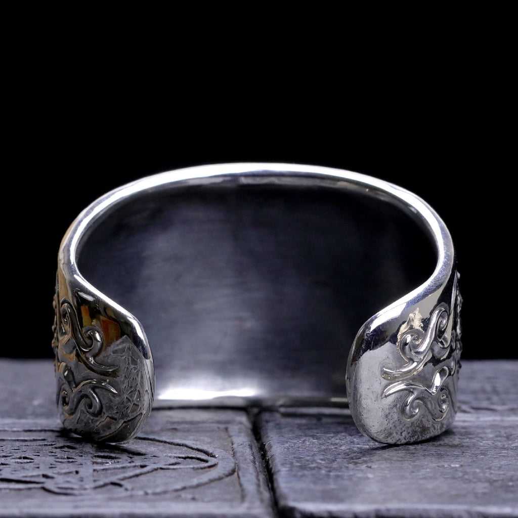 【Silver Monsters】日本Strange Freak Designs 原創設計 寬版鱷魚皮甲革 純銀手鐲