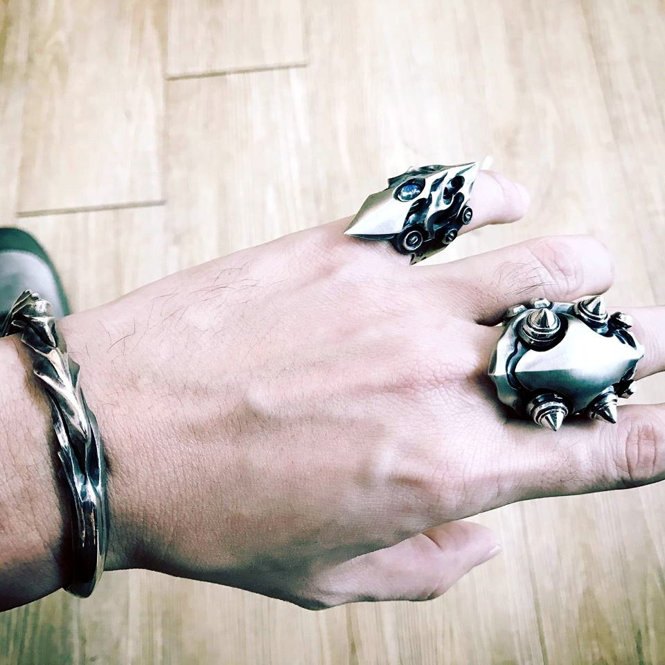 【Silver Monsters】日本前衛宗師Glam Scale 機甲王 原創重磅武骨 機甲盾甲 純銀戒指