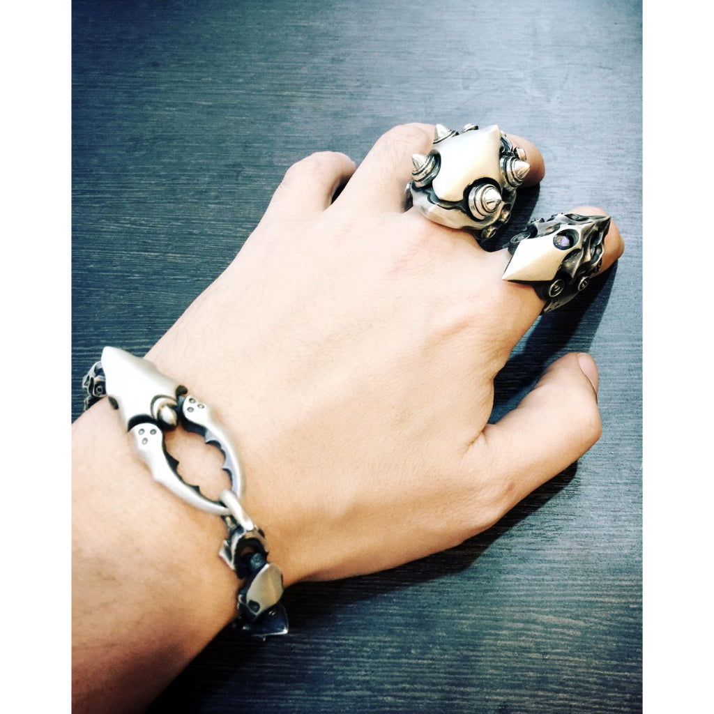 【Silver Monsters】日本前衛宗師Glam Scale 機甲王 原創重磅武骨 機甲盾甲 純銀戒指