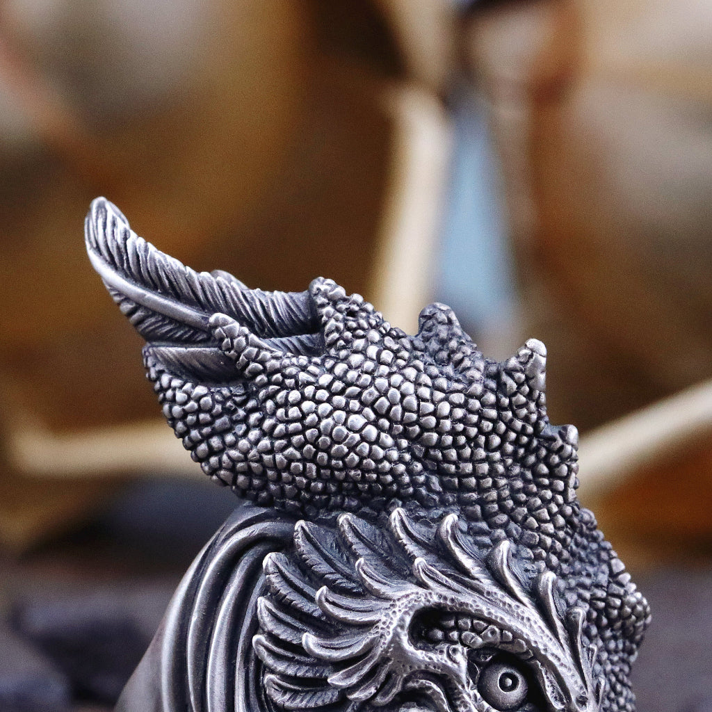 【Silver Monsters】日本雕畫雙絕 Dual Flow 鬥志昂揚 -翎羽公雞- 手作 純銀 戒指