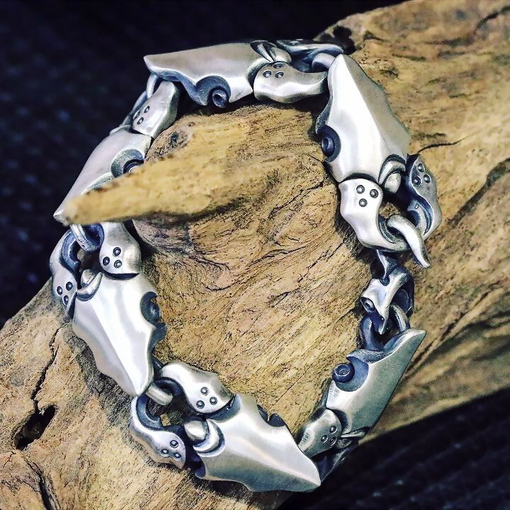 【Silver Monsters】日本前衛宗師Glam Scale 機甲王 原創設計 機甲蟹夾 純銀手鍊