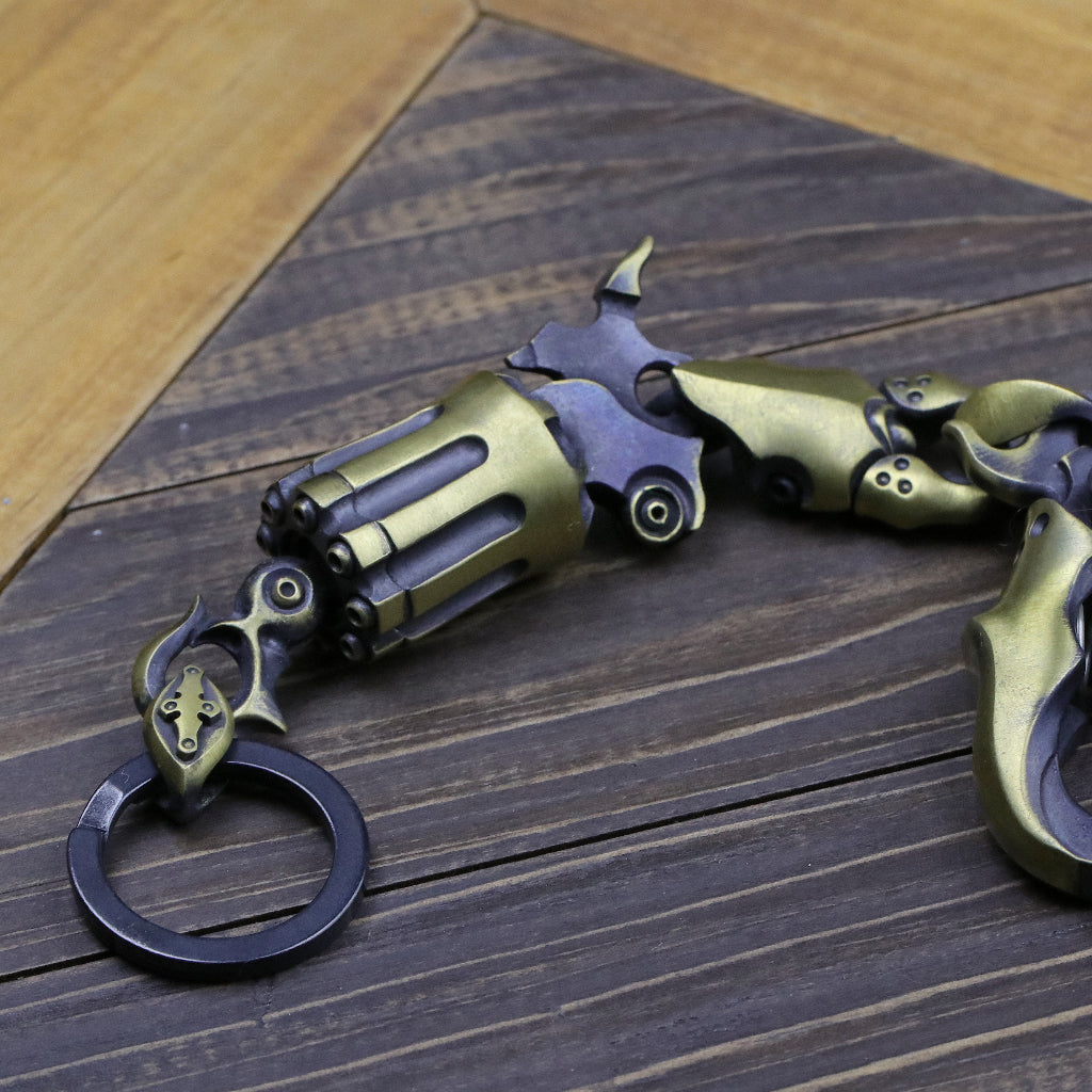 【Silver Monsters】前衛宗師 日本Glam Scale 機甲王 失落系列 黃銅機甲左輪槍鑰匙扣