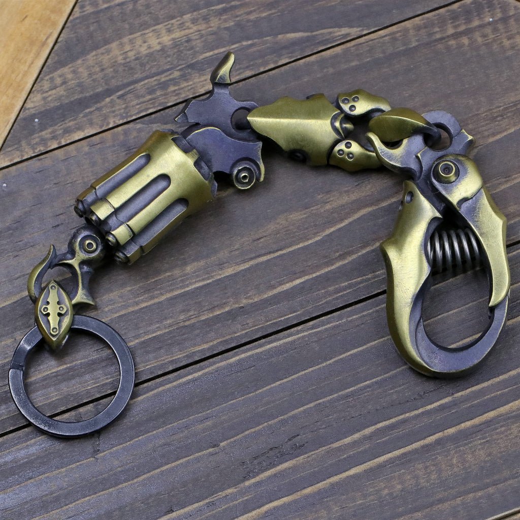 【Silver Monsters】前衛宗師 日本Glam Scale 機甲王 失落系列 黃銅機甲左輪槍鑰匙扣