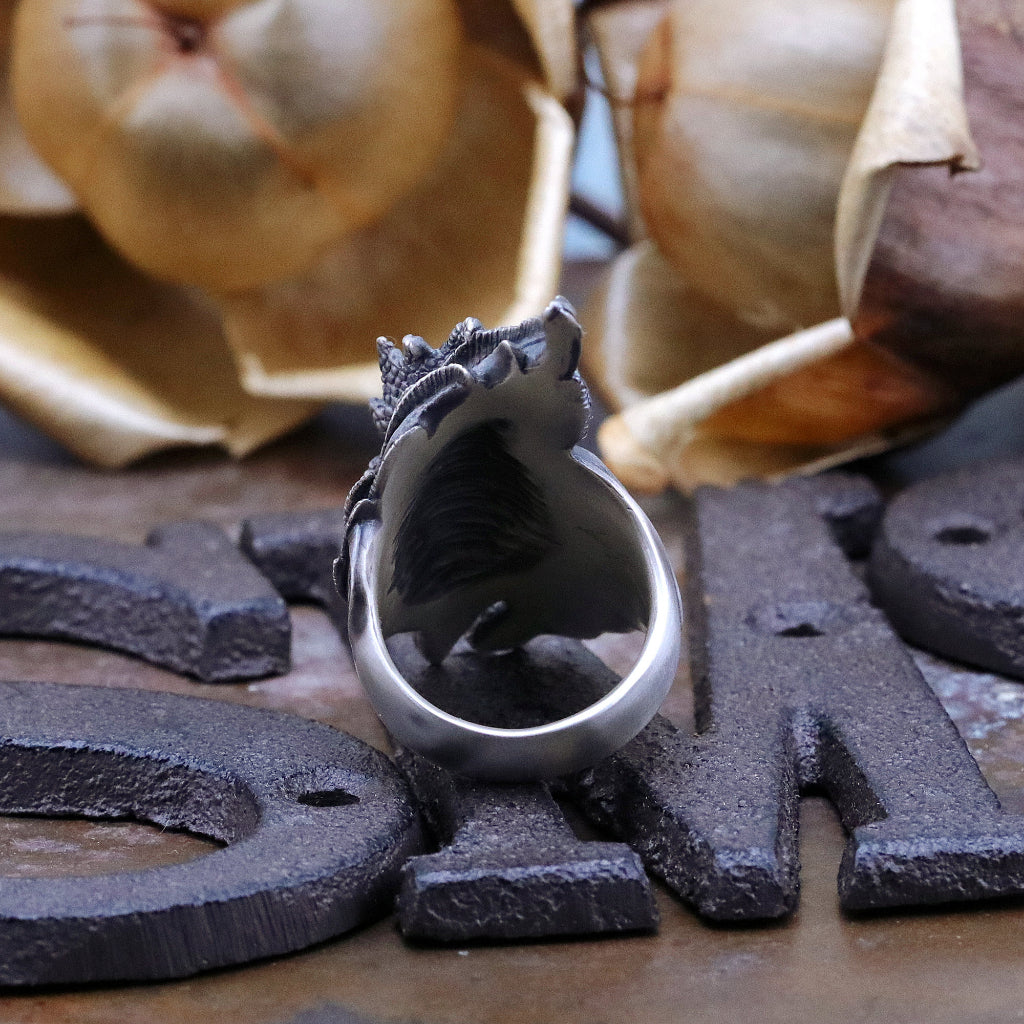 【Silver Monsters】日本雕畫雙絕 Dual Flow 鬥志昂揚 -翎羽公雞- 手作 純銀 戒指