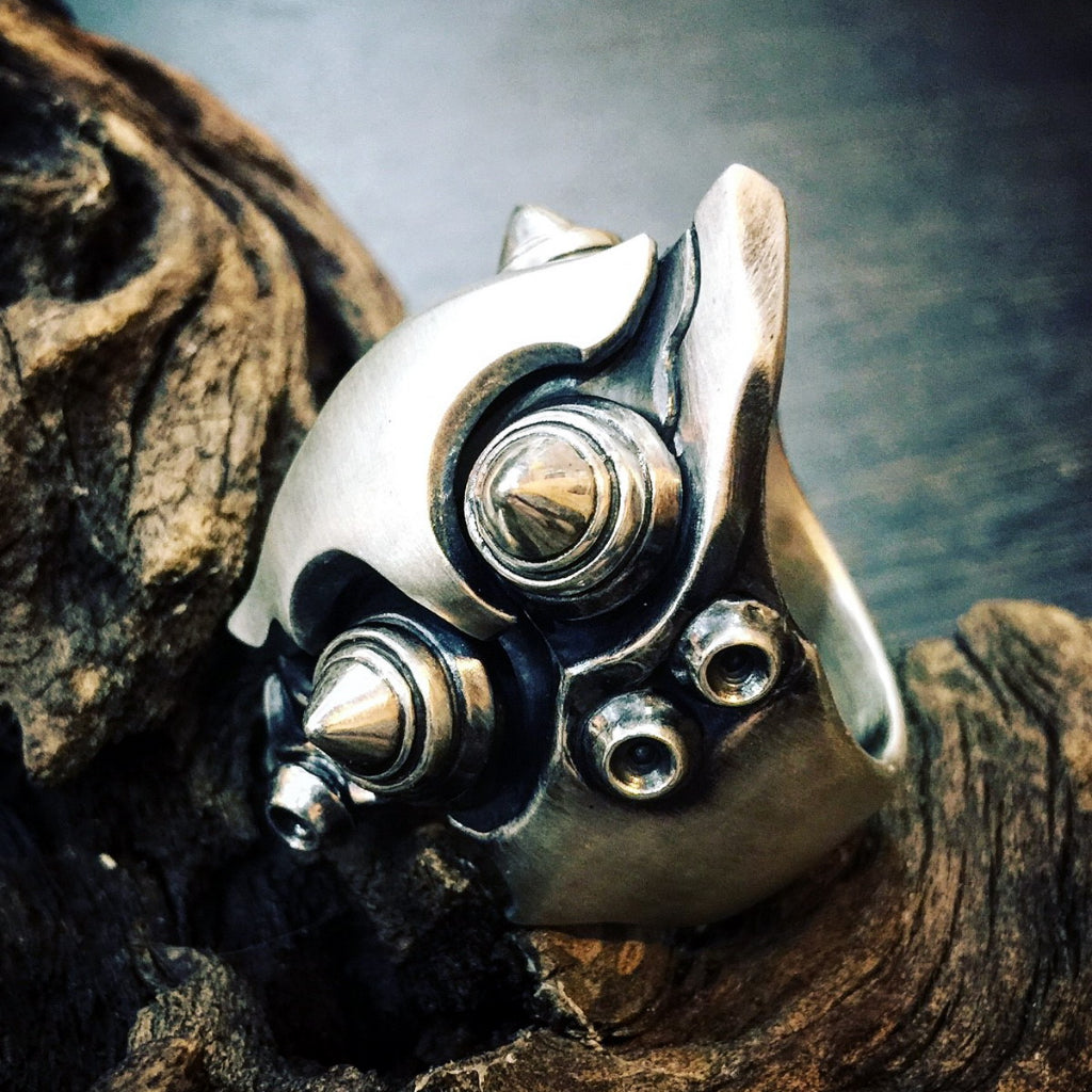 【Silver Monsters】日本前衛宗師Glam Scale 機甲王 原創重磅武骨 機甲盾甲 純銀戒指