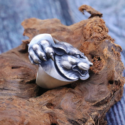 【Silver Monsters】日本雕畫雙絕 Dual Flow 2019春夏新作「TORA」 純銀 虎之戒