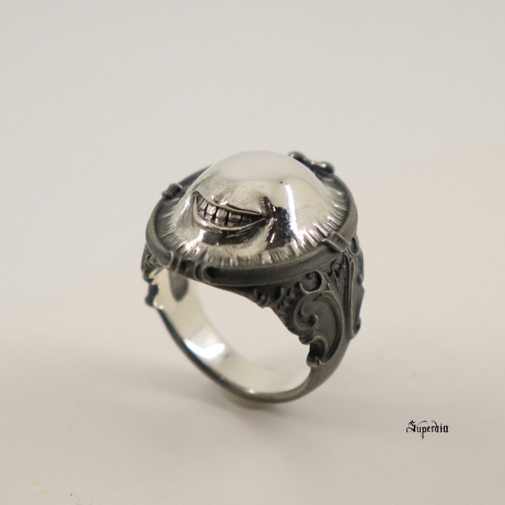 【Silver Monsters】日本暗系古典 Superbia "Shining B" 原創噴砂做舊 閃耀 純銀戒指