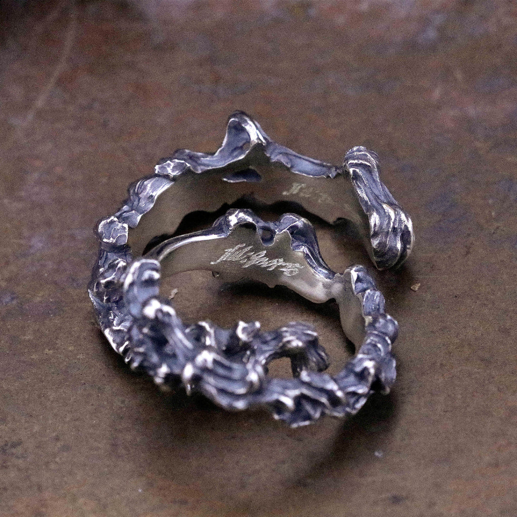 【Silver Monsters】日本手作 Nil:GRAVE 特約品牌 "火焰" 手作舊化 純銀戒指 (L)