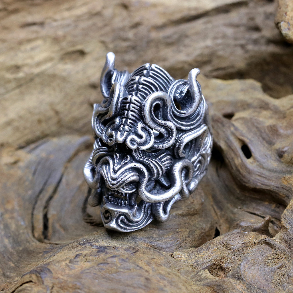 【Silver Monsters】日本雕畫雙絕 DUAL FLOW 原創繩紋系列 JMR-15 阿澄雷神純銀指環