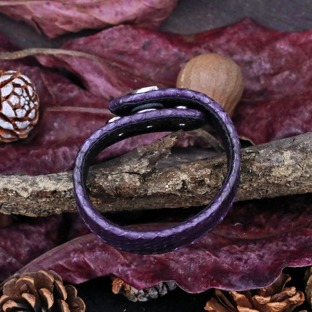 【Silver Monsters】日本SS天王級 Rizard Head 品牌盾徽925銀扣 消光紫蟒蛇皮手環