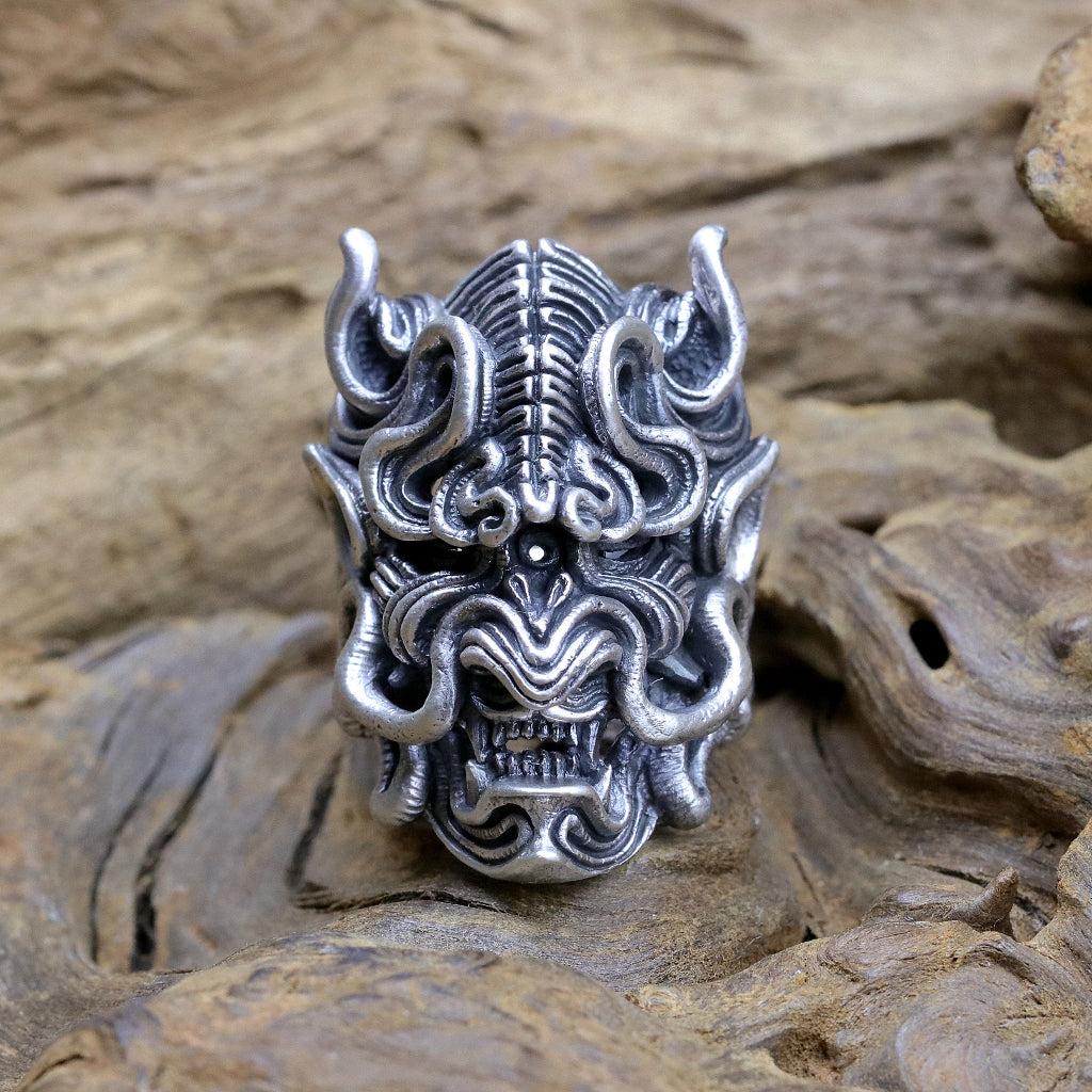 【Silver Monsters】日本雕畫雙絕 DUAL FLOW 原創繩紋系列 JMR-15 阿澄雷神純銀指環