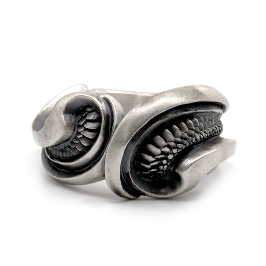 【Silver Monsters】日本雕畫雙絕 DUAL FLOW 原創 龍鱗 M 刺青圖騰 純銀指環