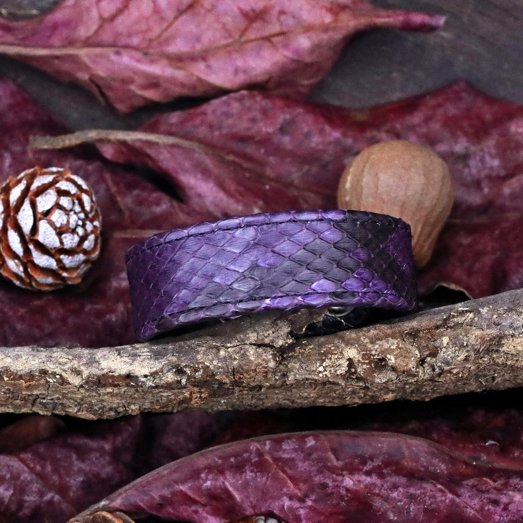 【Silver Monsters】日本SS天王級 Rizard Head 品牌盾徽925銀扣 消光紫蟒蛇皮手環