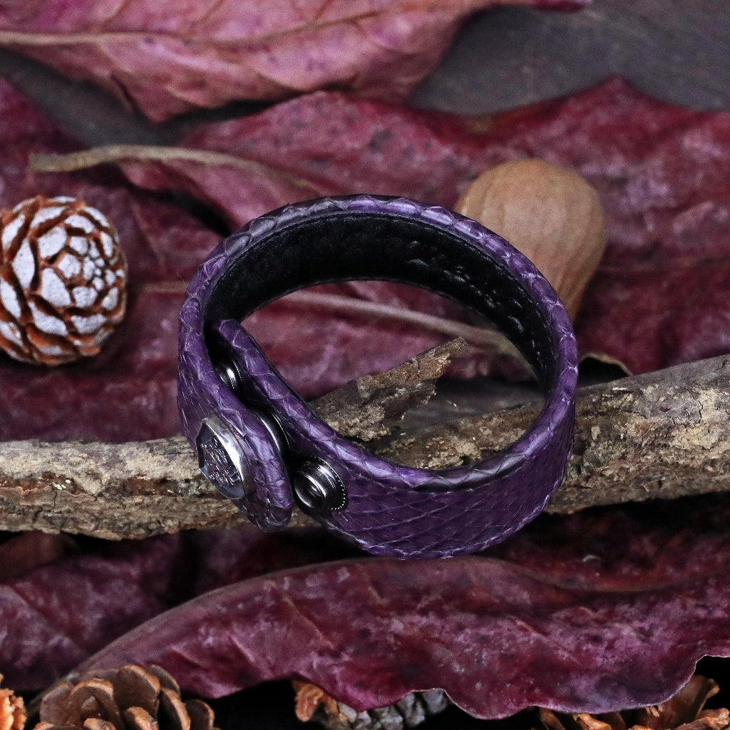 【Silver Monsters】日本SS天王級 Rizard Head 品牌盾徽925銀扣 消光紫蟒蛇皮手環