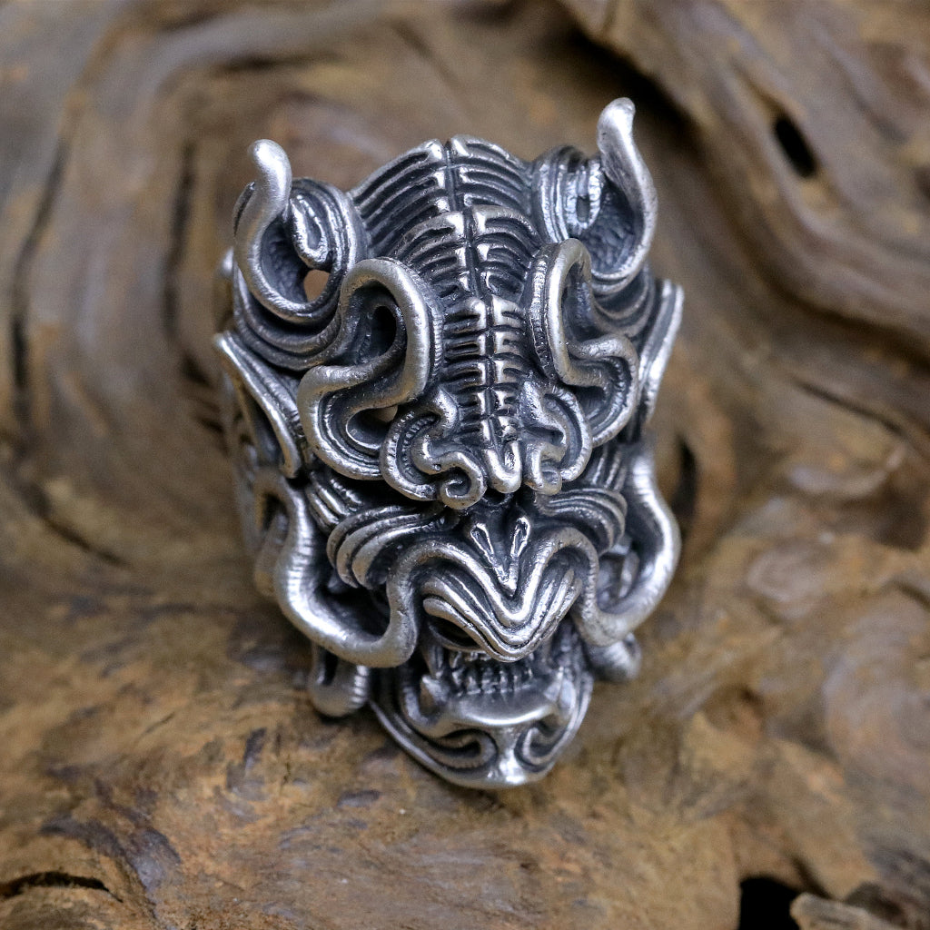 【Silver Monsters】日本雕畫雙絕 DUAL FLOW 原創繩紋系列 JMR-15 阿澄雷神純銀指環