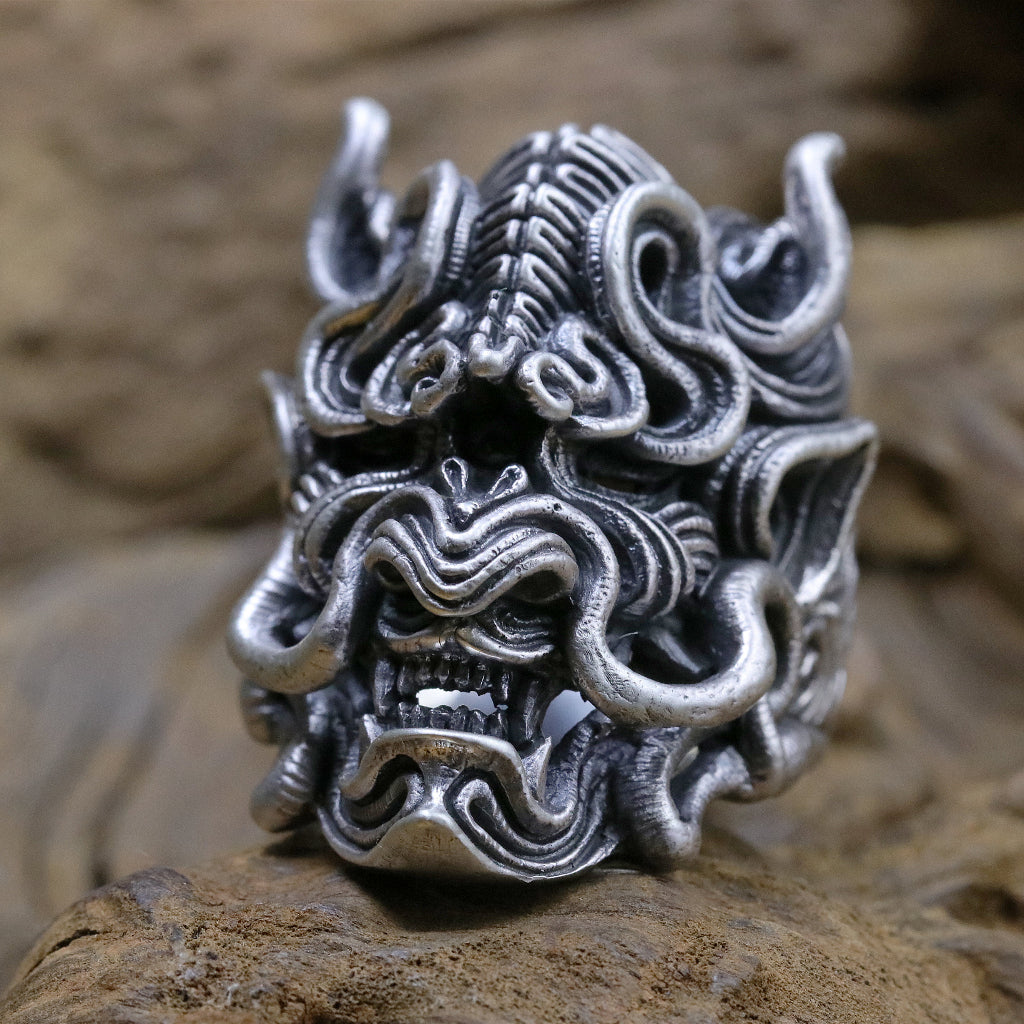 【Silver Monsters】日本雕畫雙絕 DUAL FLOW 原創繩紋系列 JMR-15 阿澄雷神純銀指環