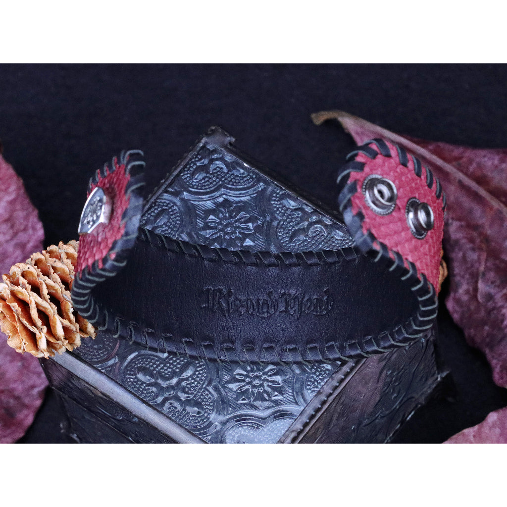 【Silver Monsters】日本殿堂級 Rizard Head 品牌盾徽925銀扣 寬版消光紅蟒蛇皮手環