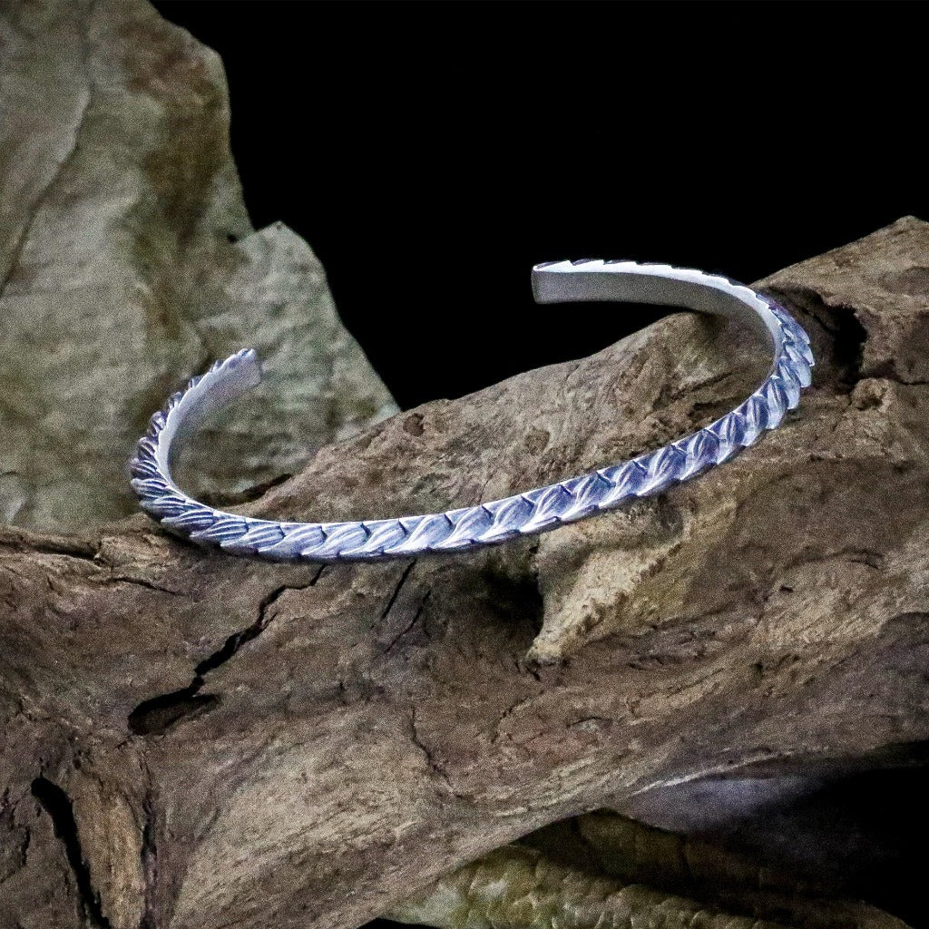 【Silver Monsters】日本雕畫雙絕 Dual Flow 原創手作 細版GUREN "紅蓮" 純銀手環