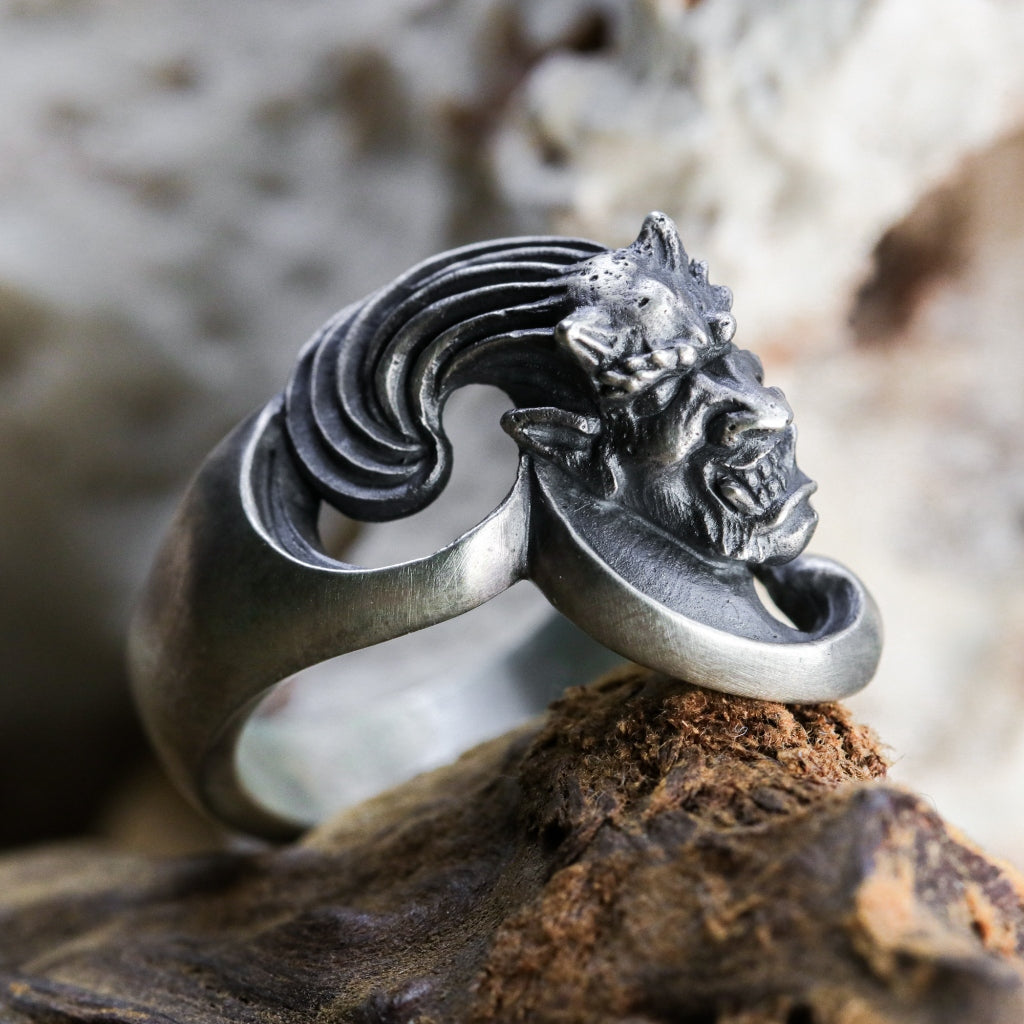 【Silver Monsters】日本雕畫雙絕 Dual Flow 原創精雕 雷神 純銀戒指