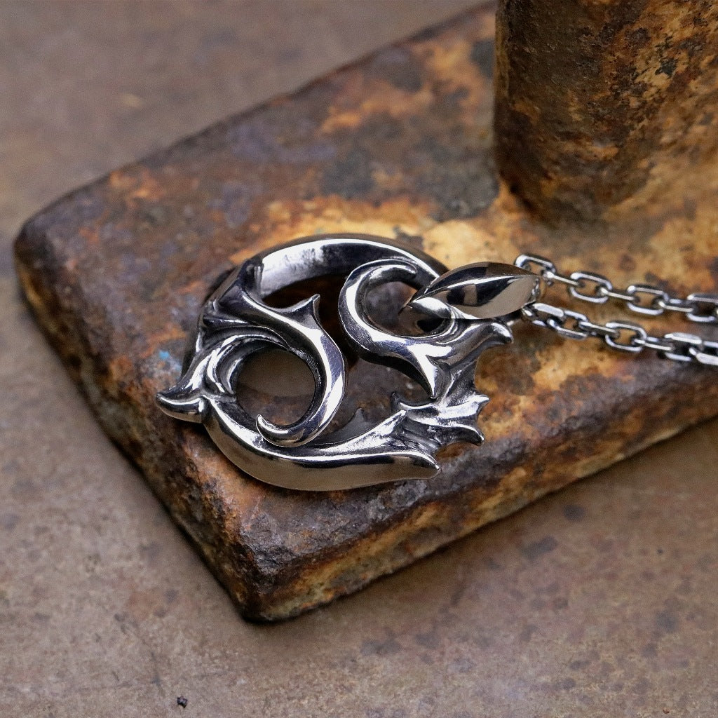 【Silver Monsters】前衛宗師日本 Glam Scale 機甲王 原創設計 哥德雕花環 純銀項鍊