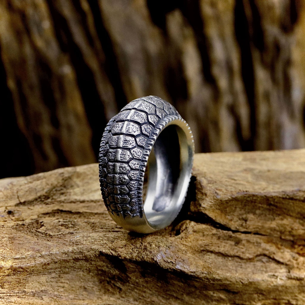 【Silver Monsters】日本雕畫雙絕 Dual Flow 原創手作 立體龜甲 聖獸玄武 純銀戒指