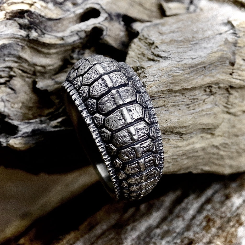 【Silver Monsters】日本雕畫雙絕 Dual Flow 原創手作 立體龜甲 聖獸玄武 純銀戒指