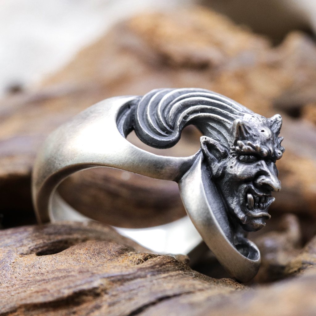 【Silver Monsters】日本雕畫雙絕 Dual Flow 原創精雕 雷神 純銀戒指