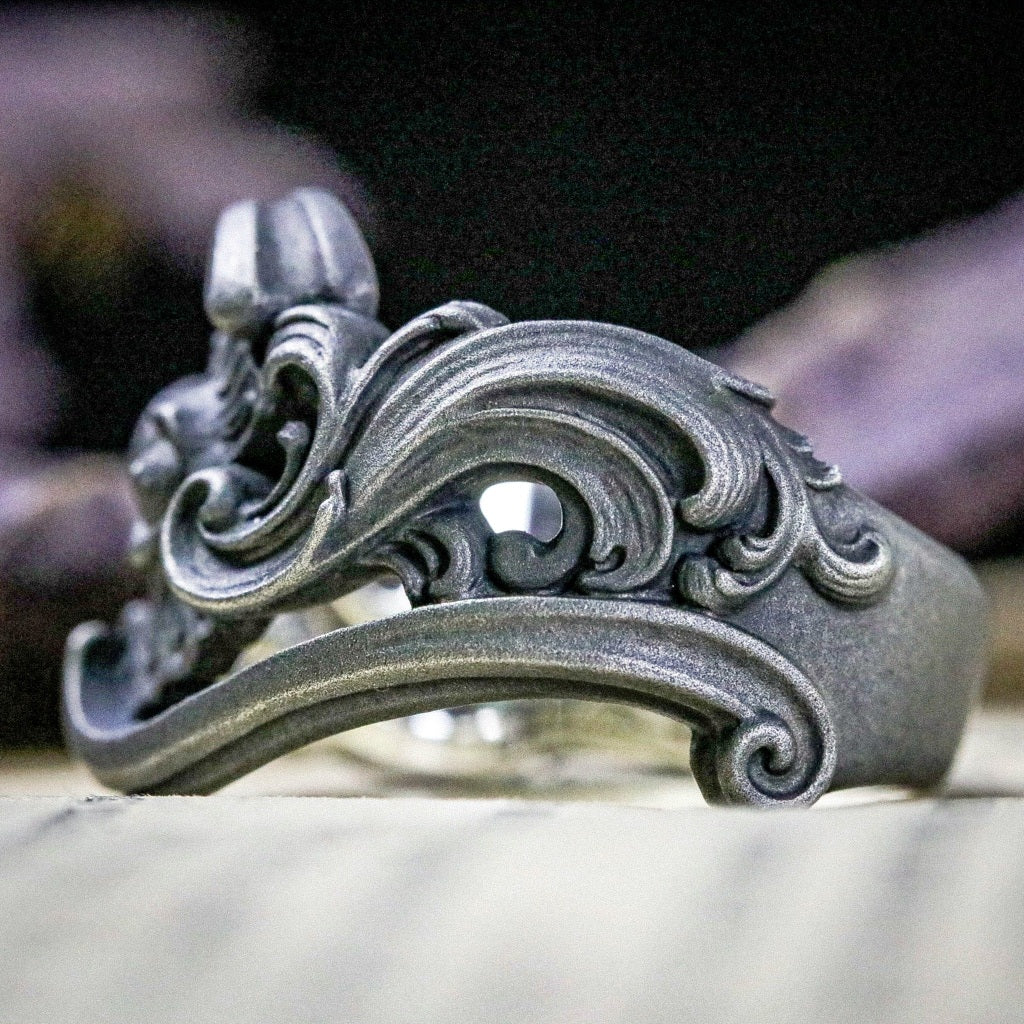 【Silver Monsters】日本暗系古典 Superbia "flos" 花戒 原創噴砂做舊 純銀戒指