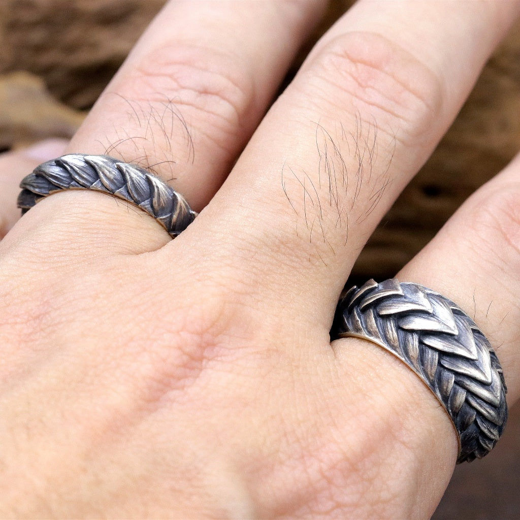 【Silver Monsters】日本雕畫雙絕 Dual Flow 原創手作 紅蓮花瓣S 純銀戒指