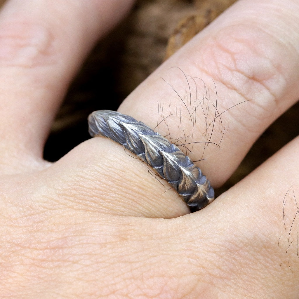 【Silver Monsters】日本雕畫雙絕 Dual Flow 原創手作 紅蓮花瓣S 純銀戒指