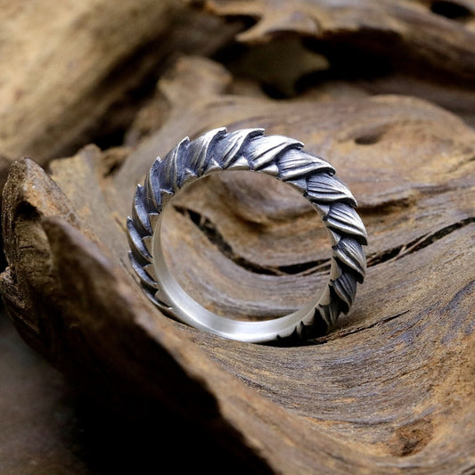 【Silver Monsters】日本雕畫雙絕 Dual Flow 原創手作 紅蓮花瓣S 純銀戒指