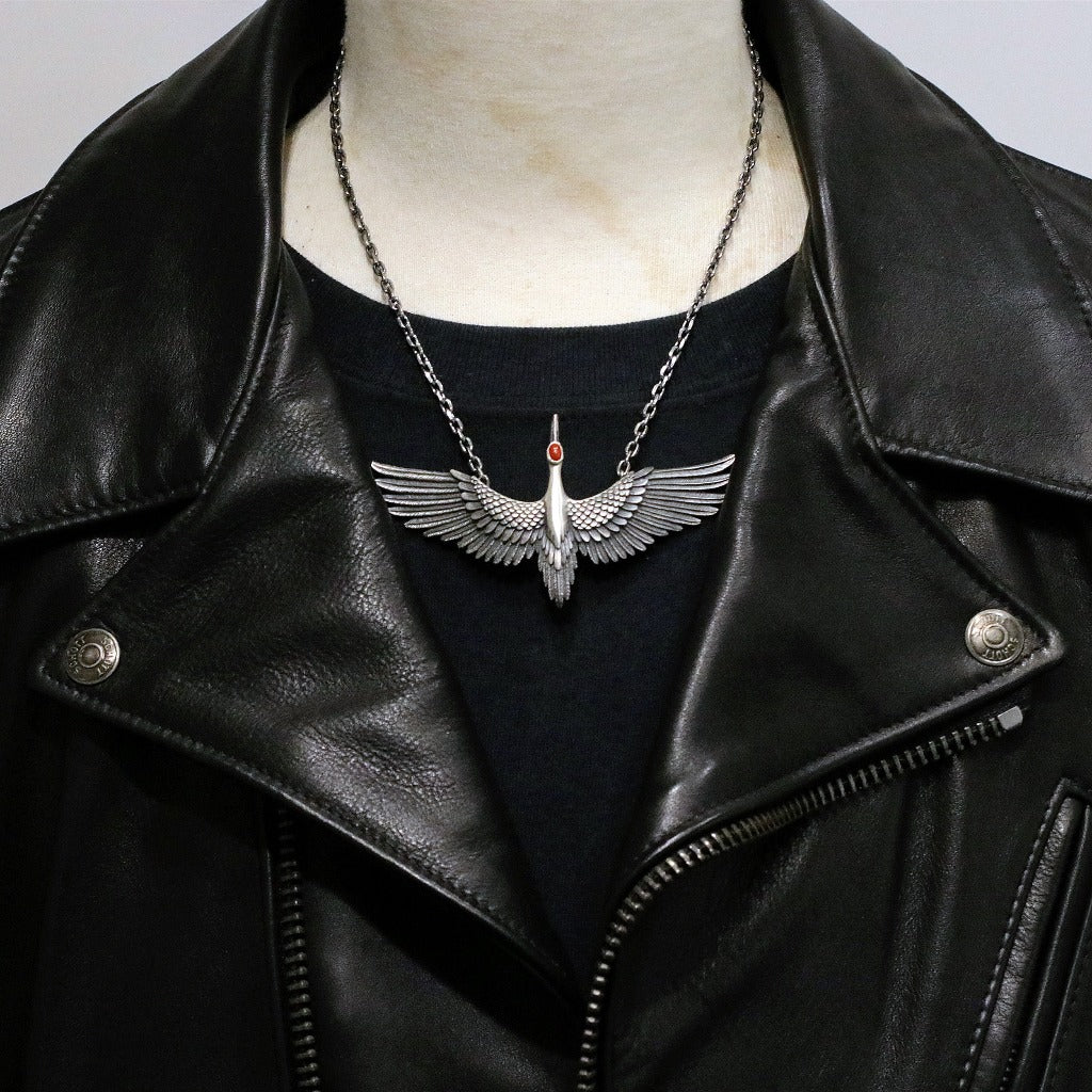 【Silver Monsters】日本雕畫雙絕 Dual Flow 手做原創 丹頂飛鶴 純銀吊墜