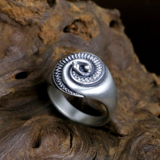 【Silver Monsters】日本雕畫雙絕 Dual Flow 原創手做 「陰陽蛇」 925銀戒指