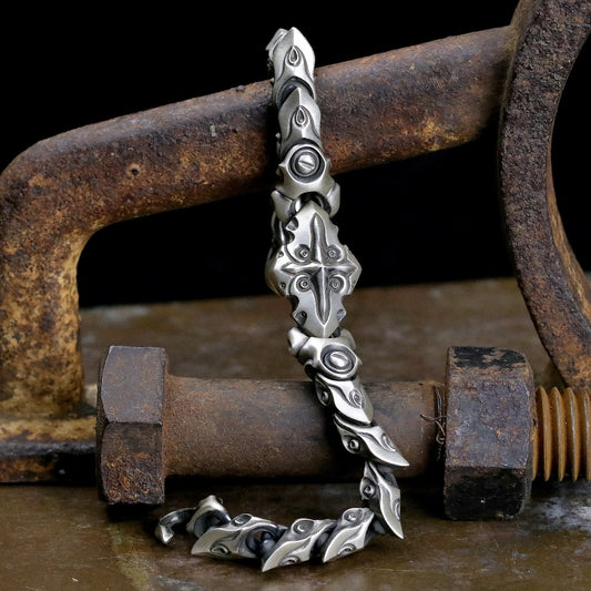 【獨家限定】日本Glam Scale 與SMS九週年聯名 手做原創"機甲十字蟹夾" 純銀手鍊