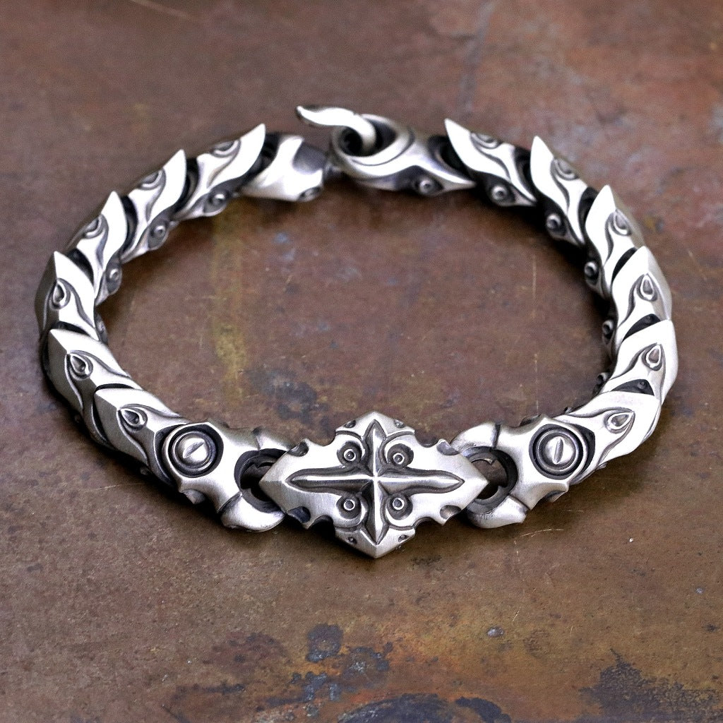 【獨家限定】日本Glam Scale 與SMS九週年聯名 手做原創"機甲十字蟹夾" 純銀手鍊